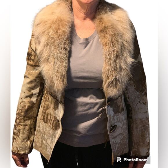 Custom Made Calf Hair Cow Print Detachable Fur Jacket Western Boho Chic - Picture 15 of 15